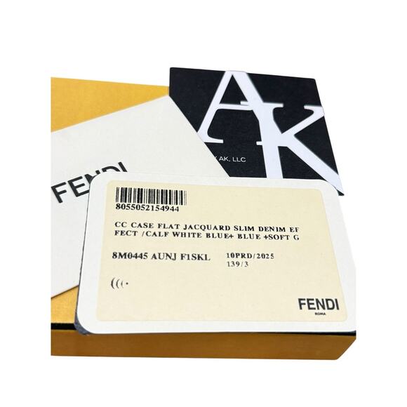 Fendi Baguette FF Fabric Card Case Holder Blue Denim Classic Logo - Picture 3 of 5